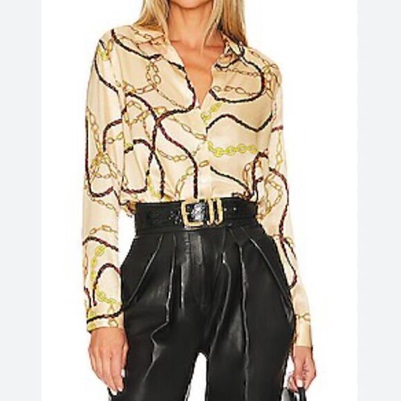L'AGENCE Tops - NWT L'Agence Gold Annie Blouse Dark Champagne Chain XS